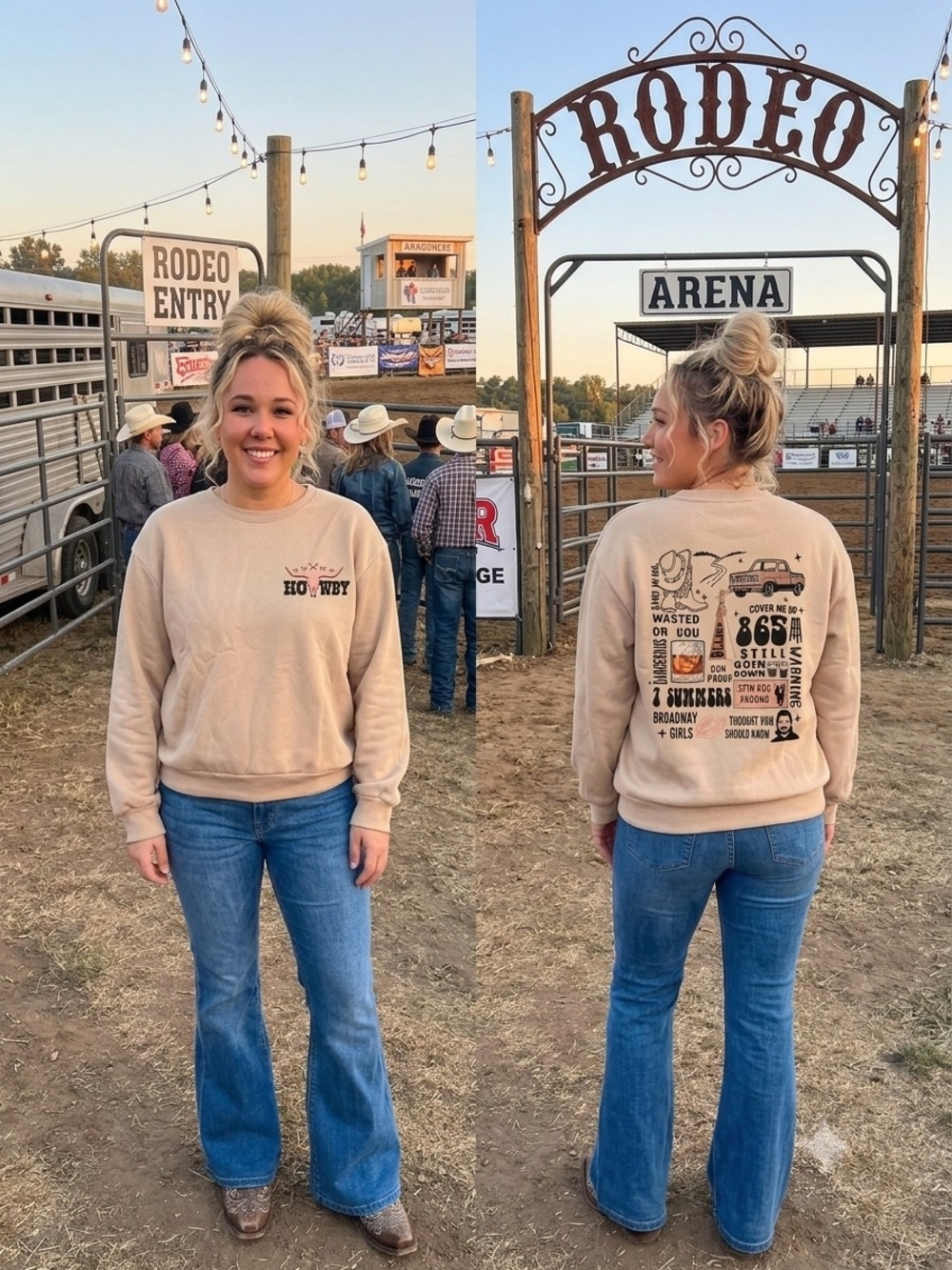 Beige 'Howdy' Wallen Rodeo Graphic Sweatshirt